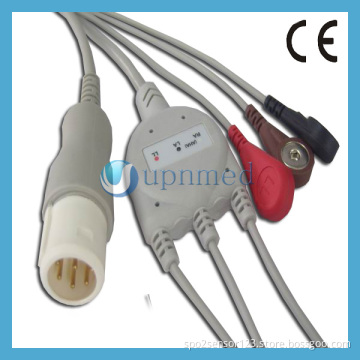 HP one piece 3-lead ECG cable with leadwires